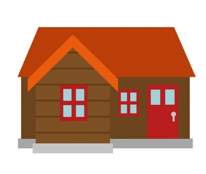 ダークブラウンの家、茶色の家、オレンジの屋根